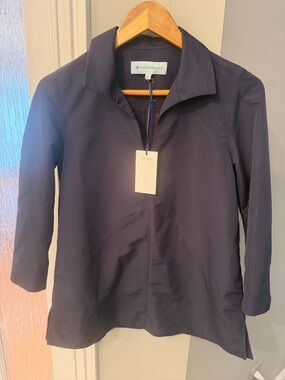 Tuckernuck Navy Three-Quarter Sleeve Popover Blouse